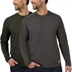 NEW Rugged Elements Men's S 2-Pack Sueded Long Sleeve Crew Green & Dark Gray